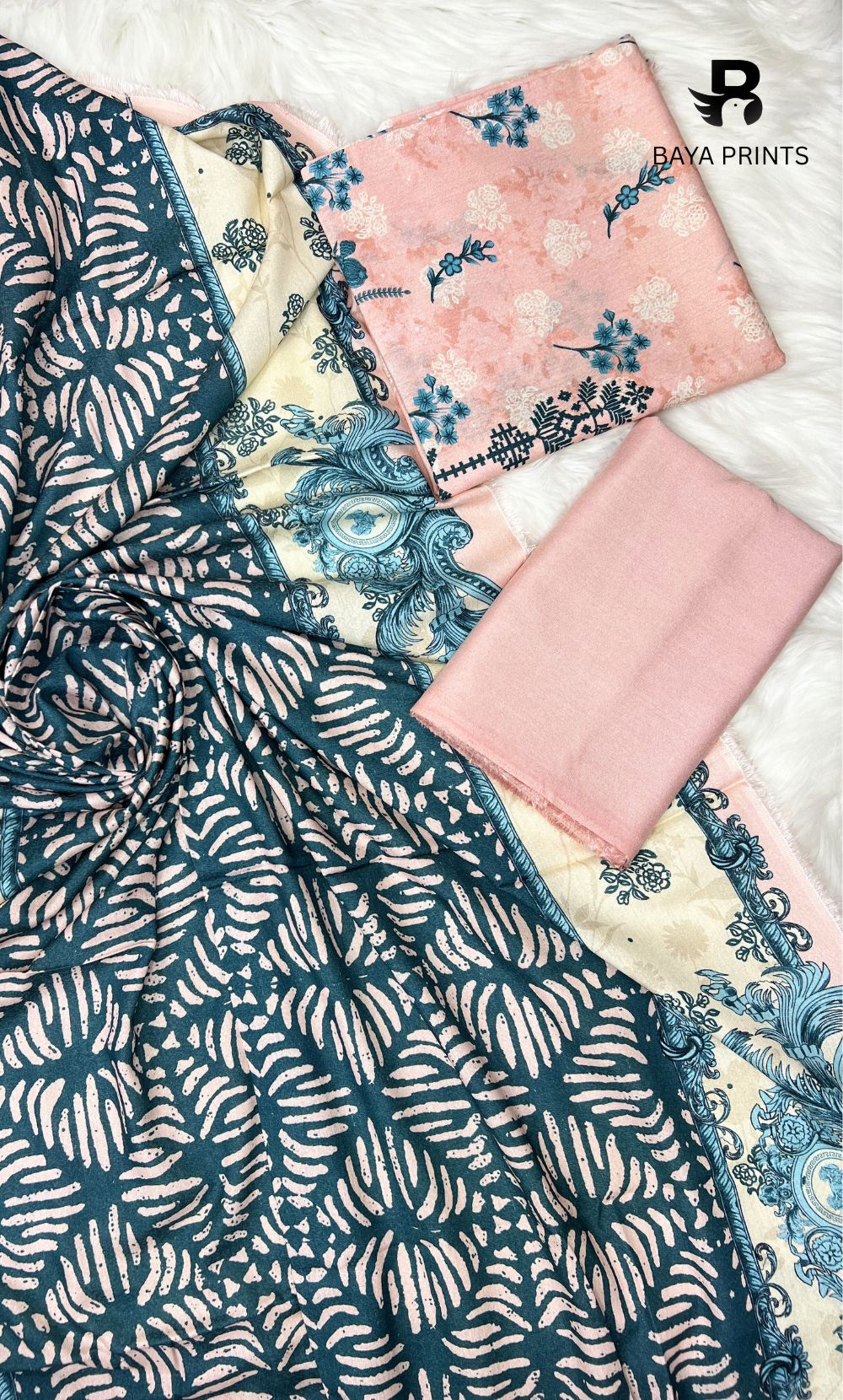 3 Piece Unstitched Karandi Suit BA-V5 002