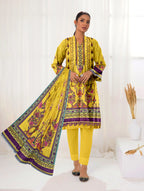 3 Piece Unstitched Printed Dobby Lawn Suit -BA-V18-06