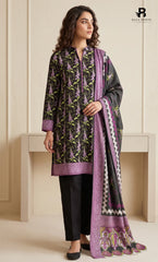3PC Printed Karandi | Unstitched | BA-V1-06