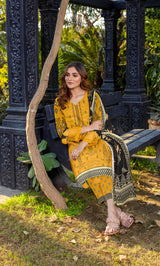 3 Piece Embroidered Unstitched Lawn Suit | NA-V18-06