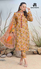 3 Piece Unstitched Printed Lawn Suit -BA-V21B-7