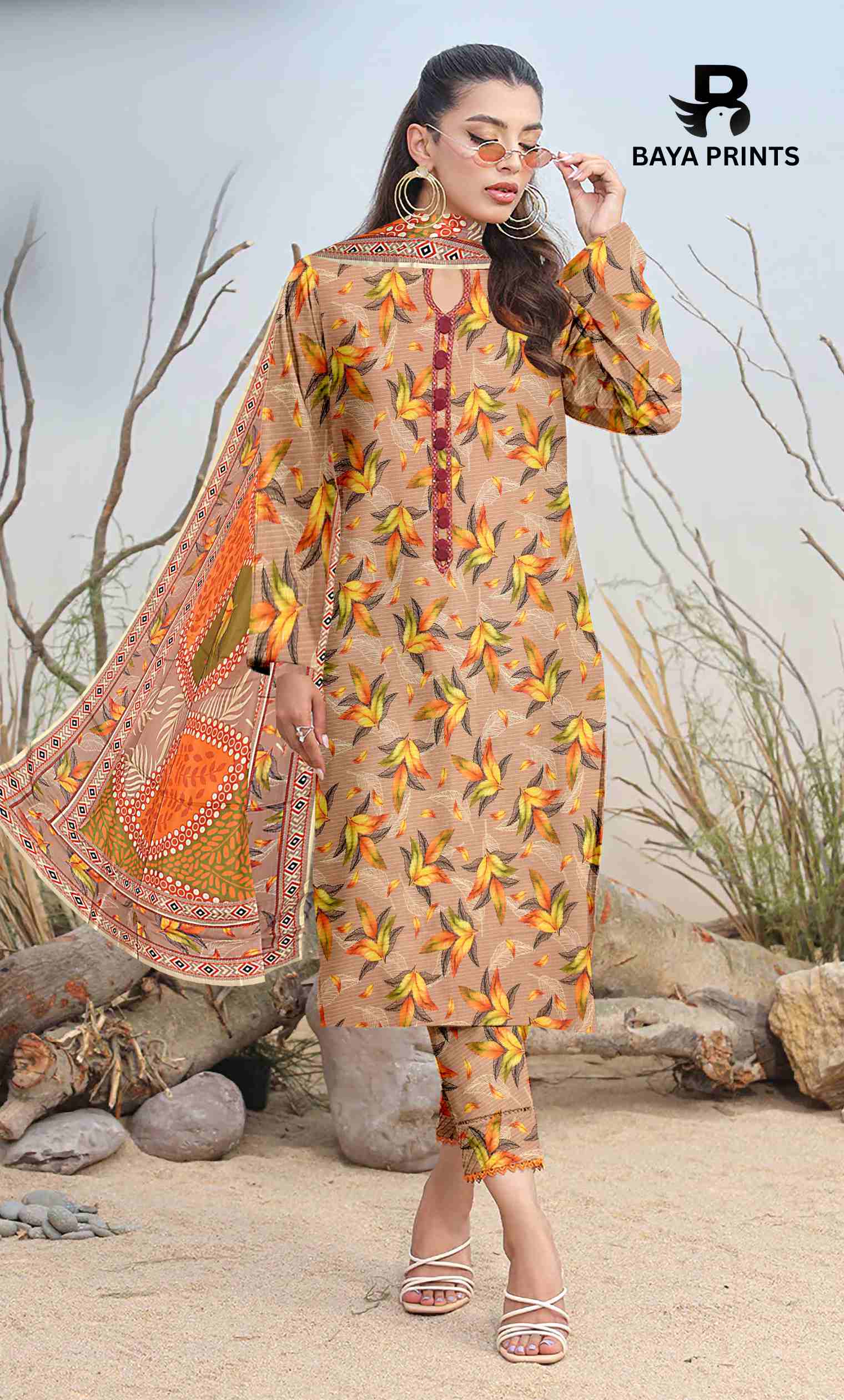 3 Piece Unstitched Printed Lawn Suit -BA-V21B-7