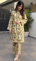 2PC Unstitched Printed Lawn Suit -Orlina