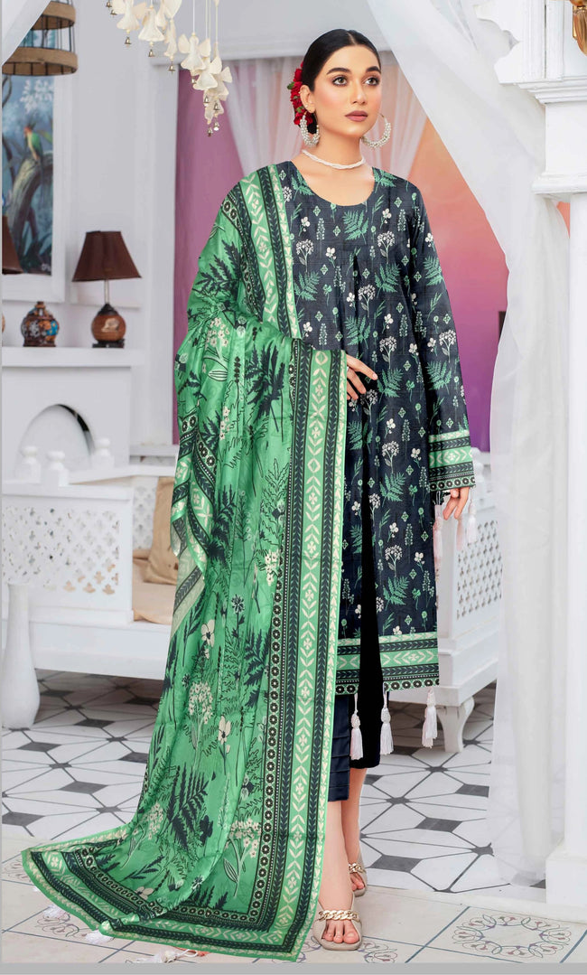 3 Piece Printed Unstitched Lawn Suit | SE-B-06 Hover Image