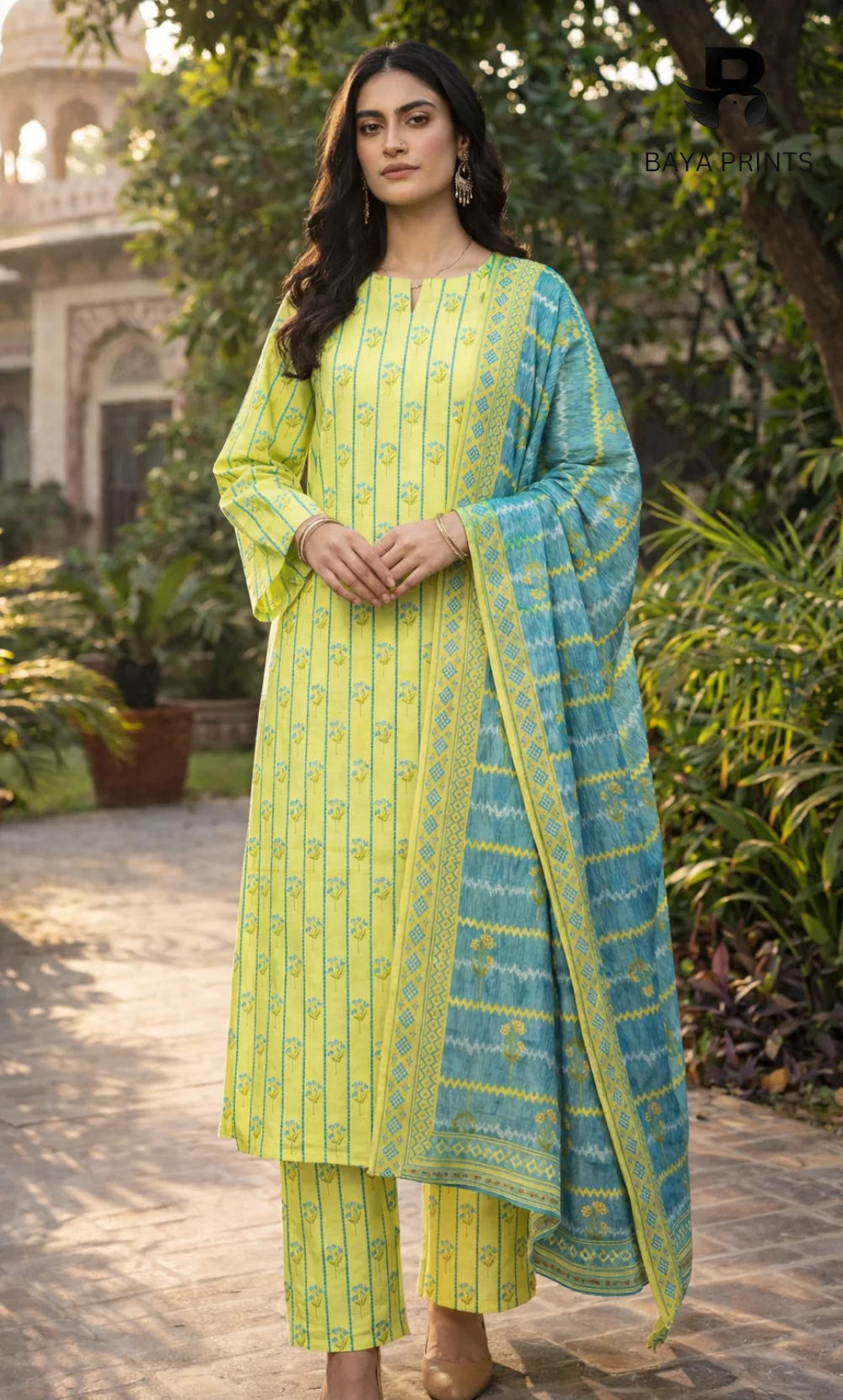 3 Piece Unstitched Printed Doria Linen  Suit  - BA-V3-004