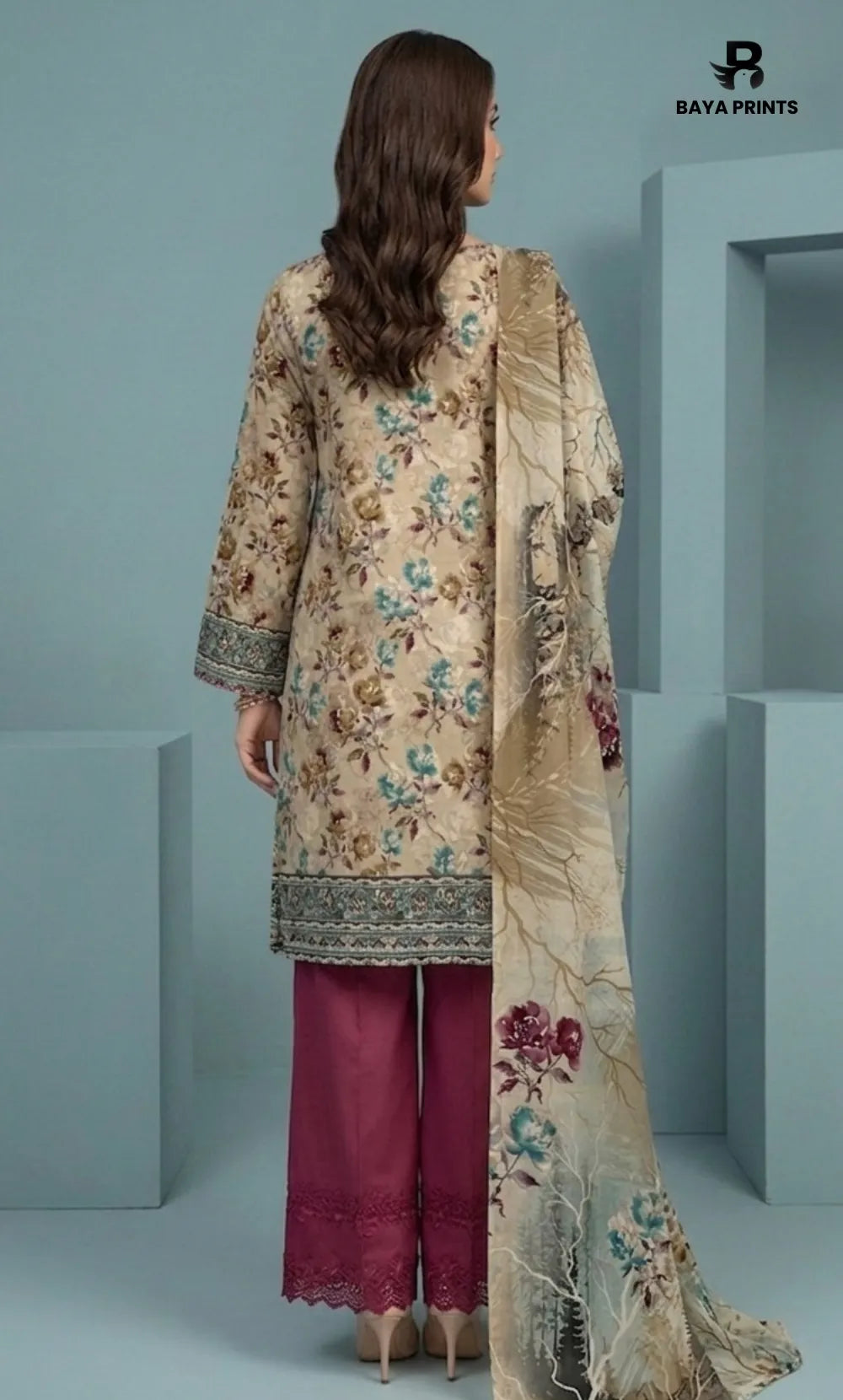 3PC Printed Lawn | Unstitched | BA-V25