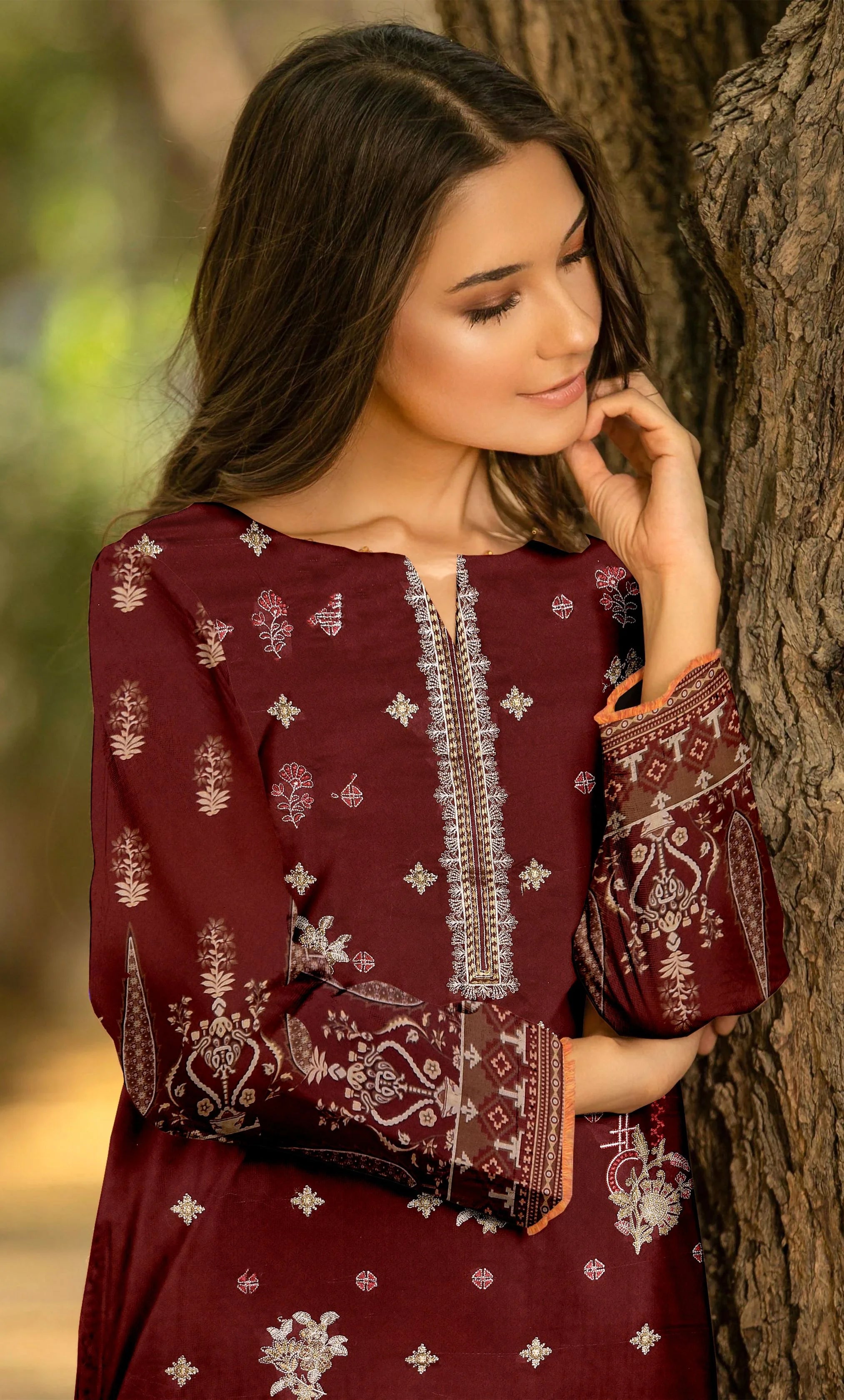 3PC Embroidered Unstitched Lawn Suit -NA-V15-05