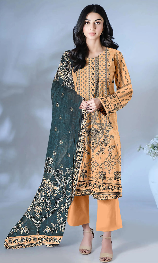 3 Piece Unstitched Lawn Suit -Merium's Exclusive Hover Image
