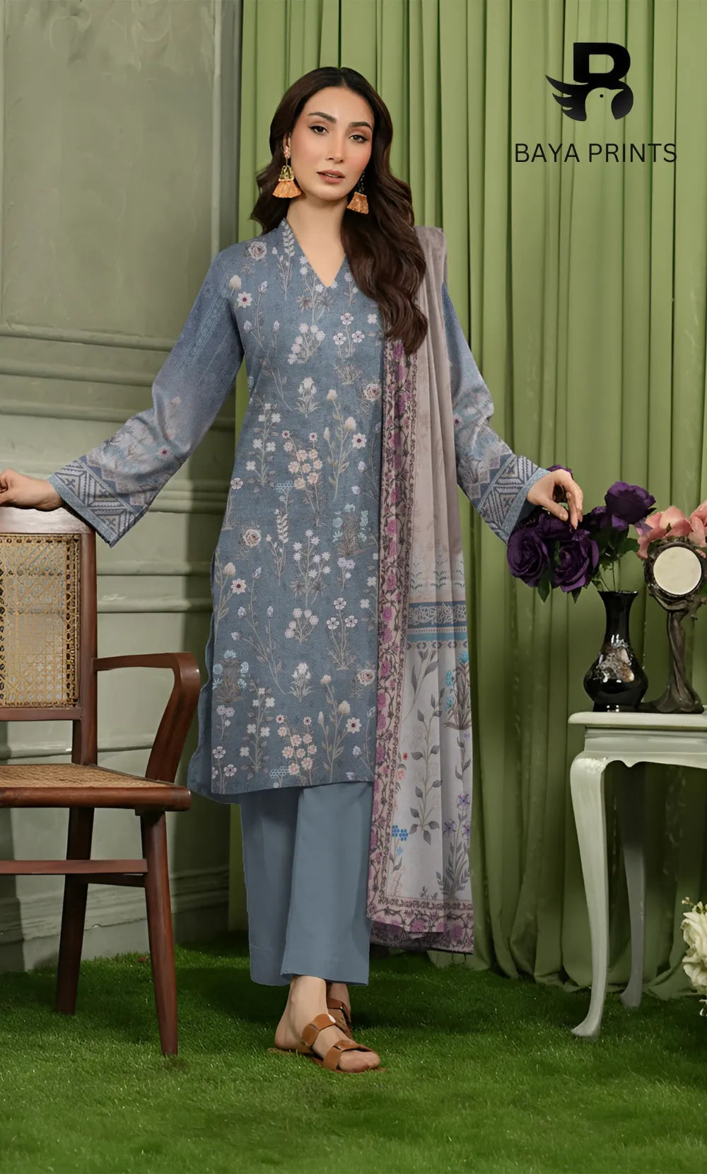 3 Piece Unstitched Karandi Suit BA-V10-6