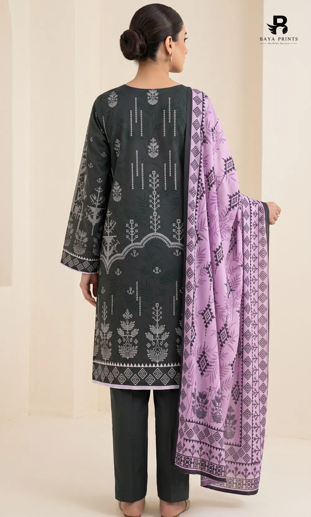 3PC Printed Linen | Unstitched | BA-V2-04