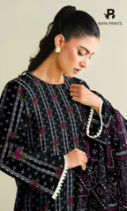 3 Piece Unstitched Printed Doria Linen  Suit  - BA-V4