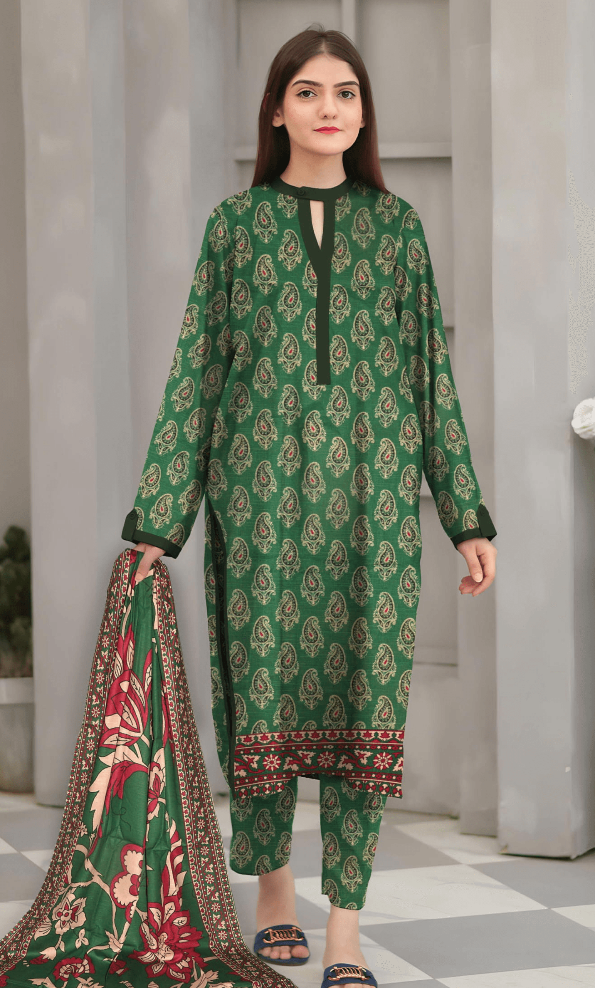 3PC Unstitched Khadar Suit  BA-K-V7 -09