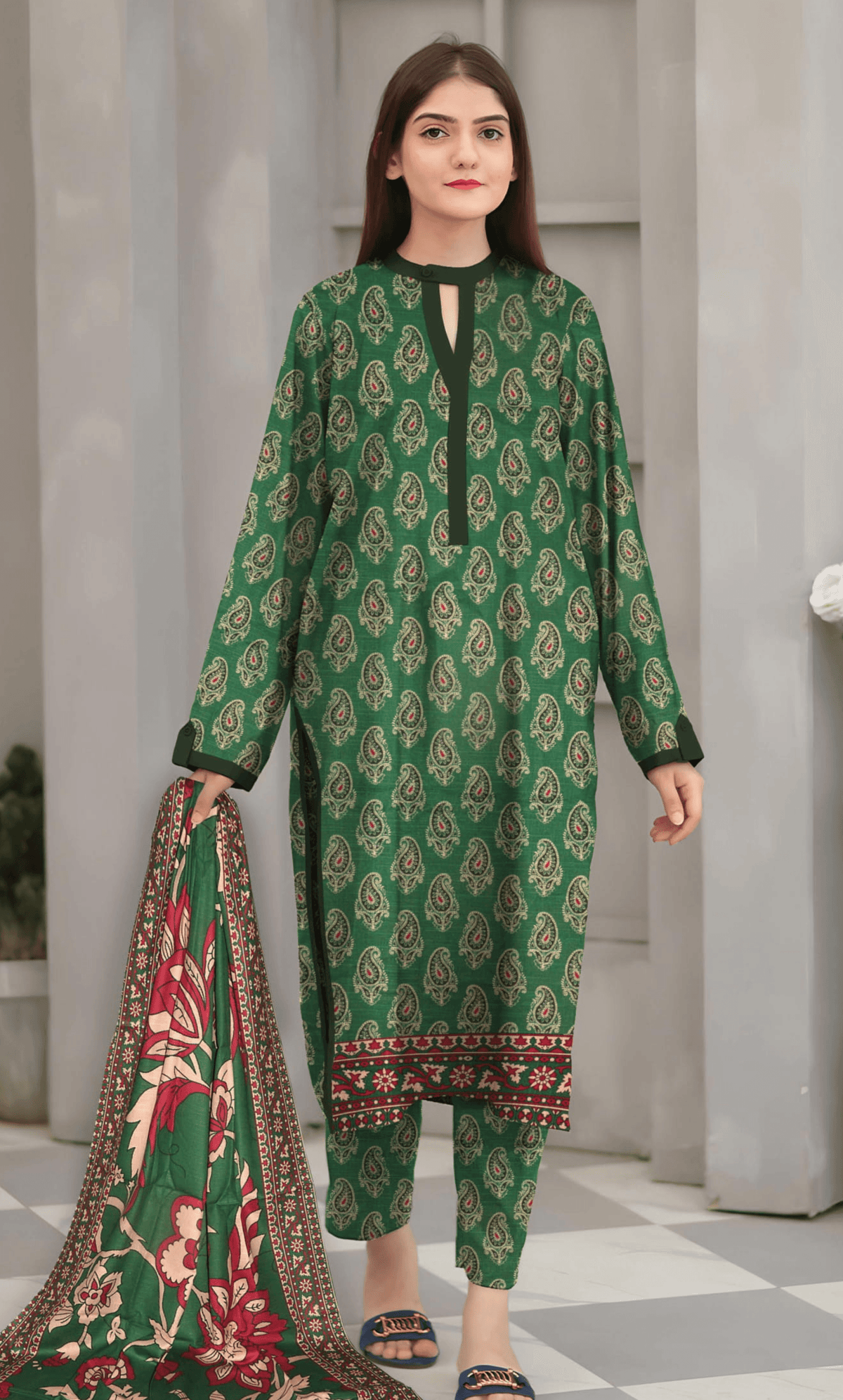 3PC Unstitched Khadar Suit  BA-K-V7 -09