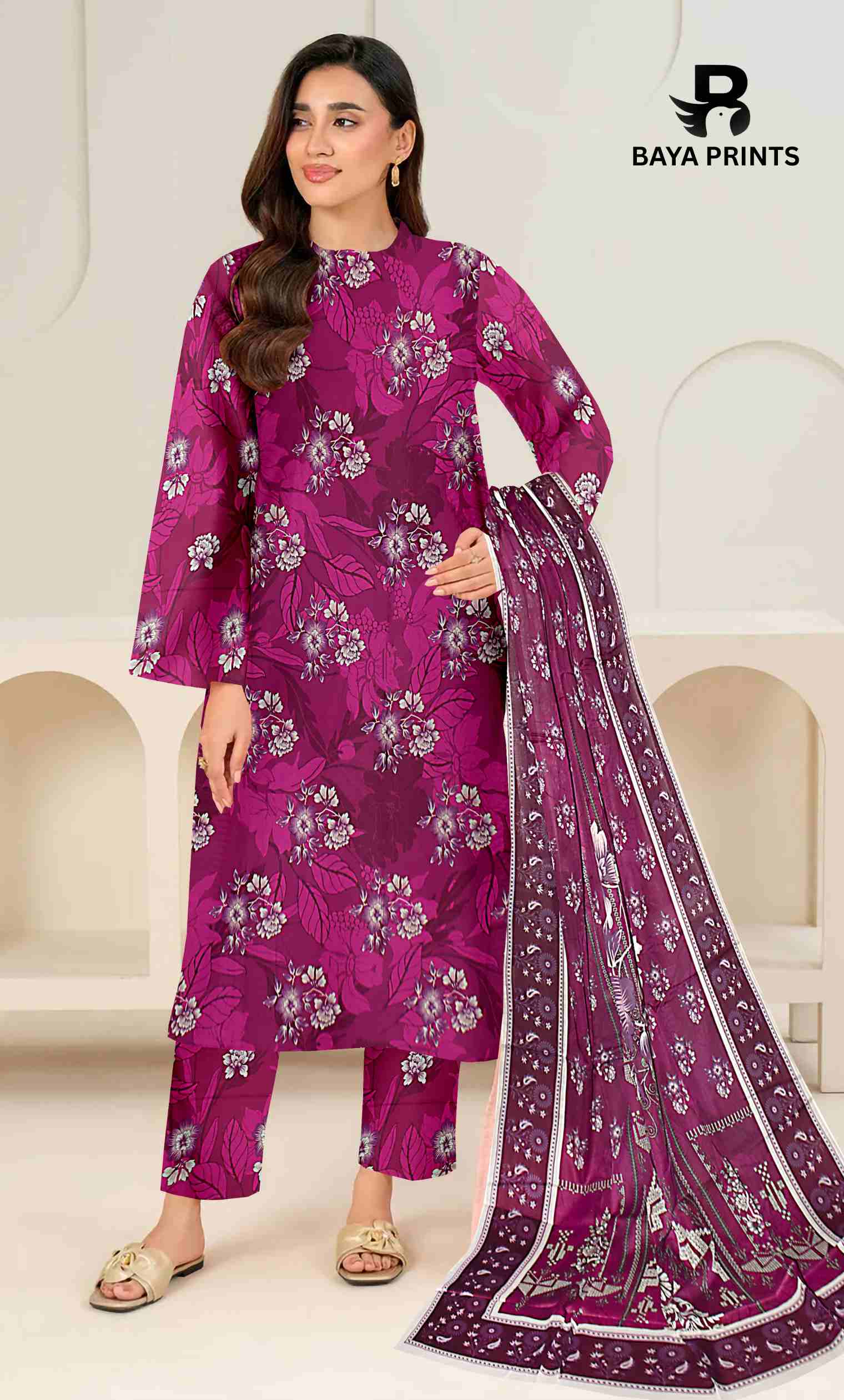 3 Piece Unstitched Printed Lawn Suit -BA-V9