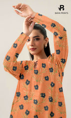 2-Piece Unstitched Dhanak Printed Suit with Embroidered Border-DE-V1-09