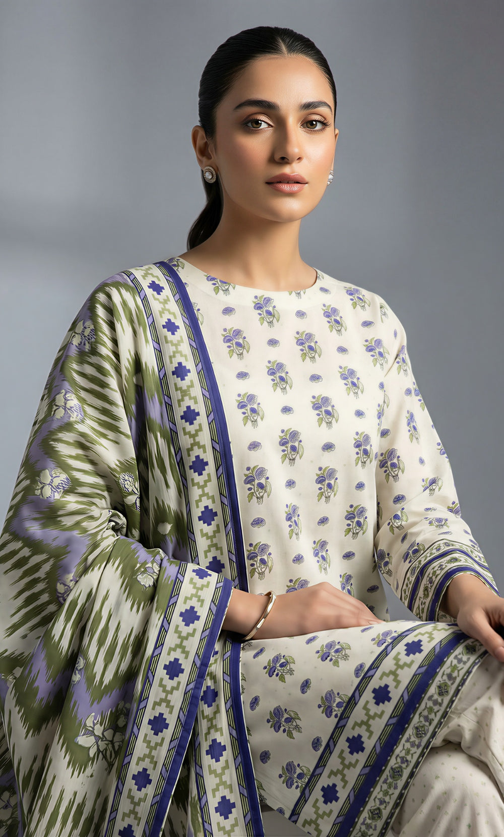 3 Piece Unstitched Printed Viscose Suit-BA-V11