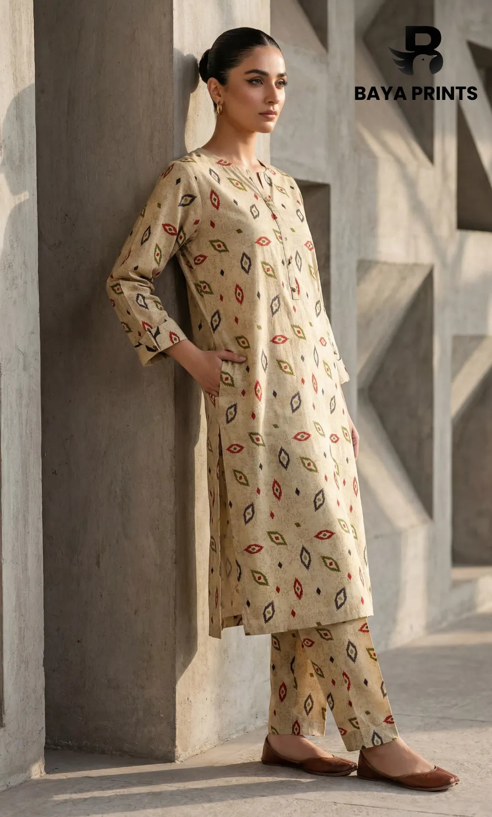 2PC Unstitched Printed Lawn Suit -Orlina