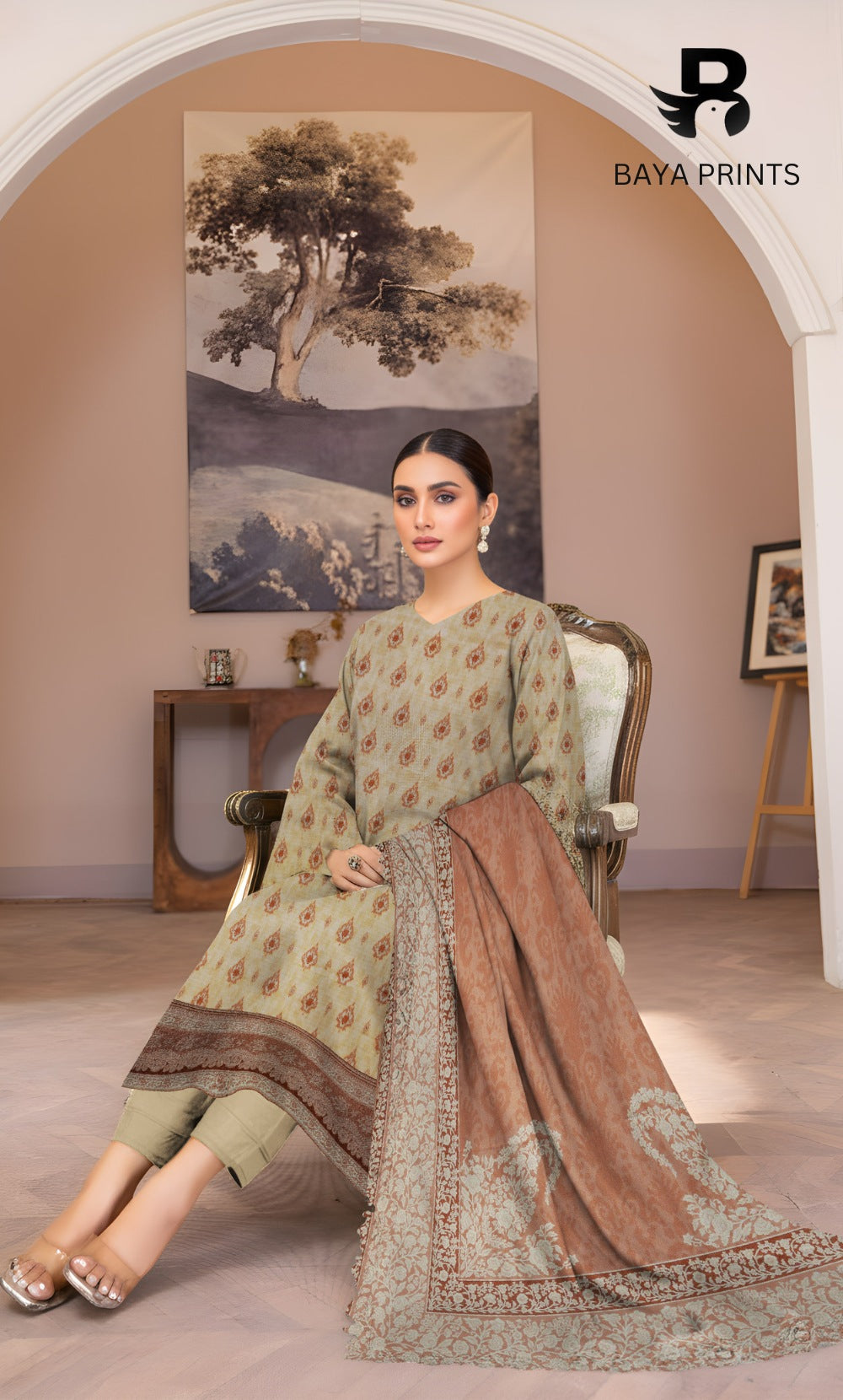 3 Piece Unstitched Karandi Suit BA-V8-13