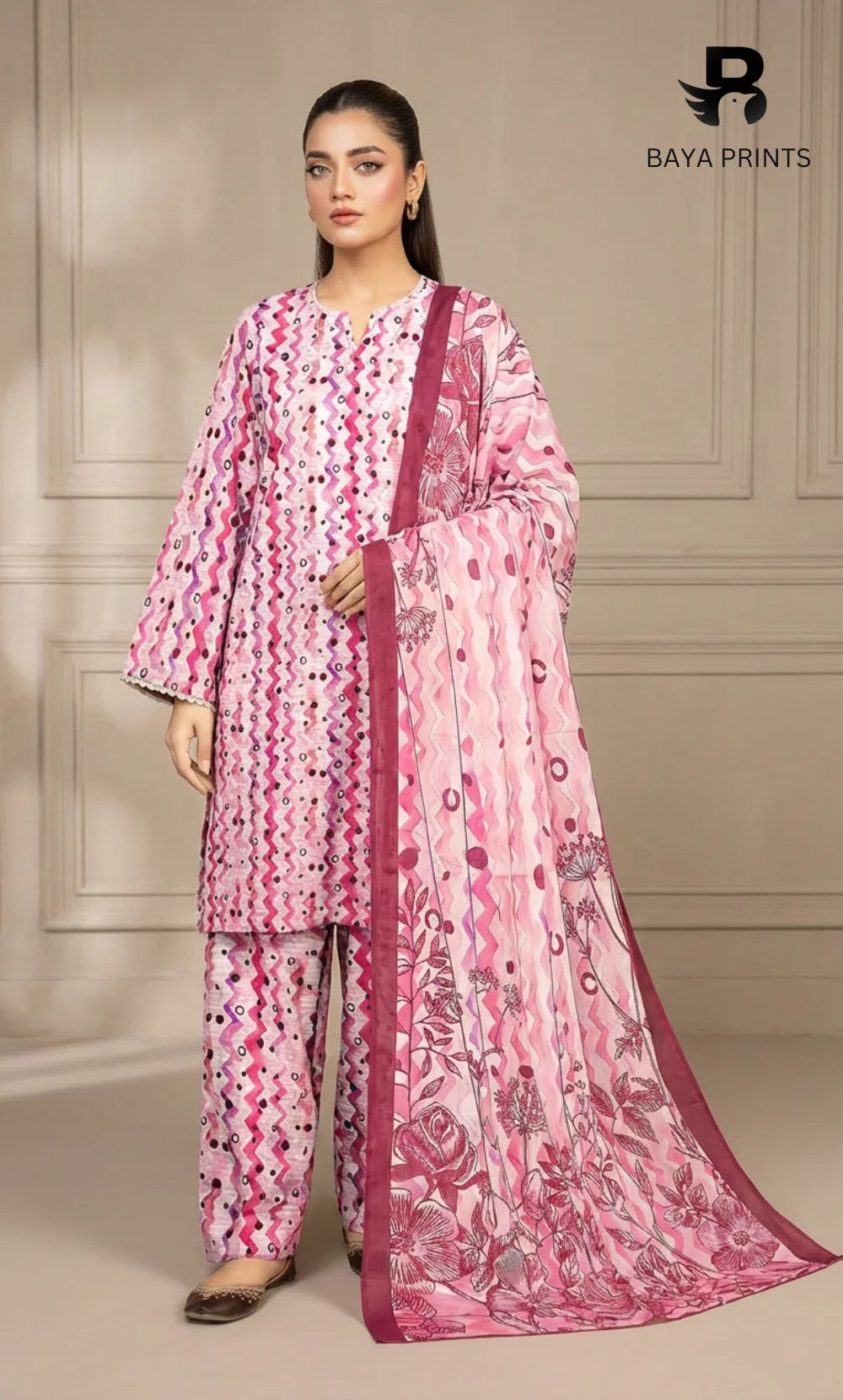 3 Piece Unstitched Printed Lawn Suit -BA-V10
