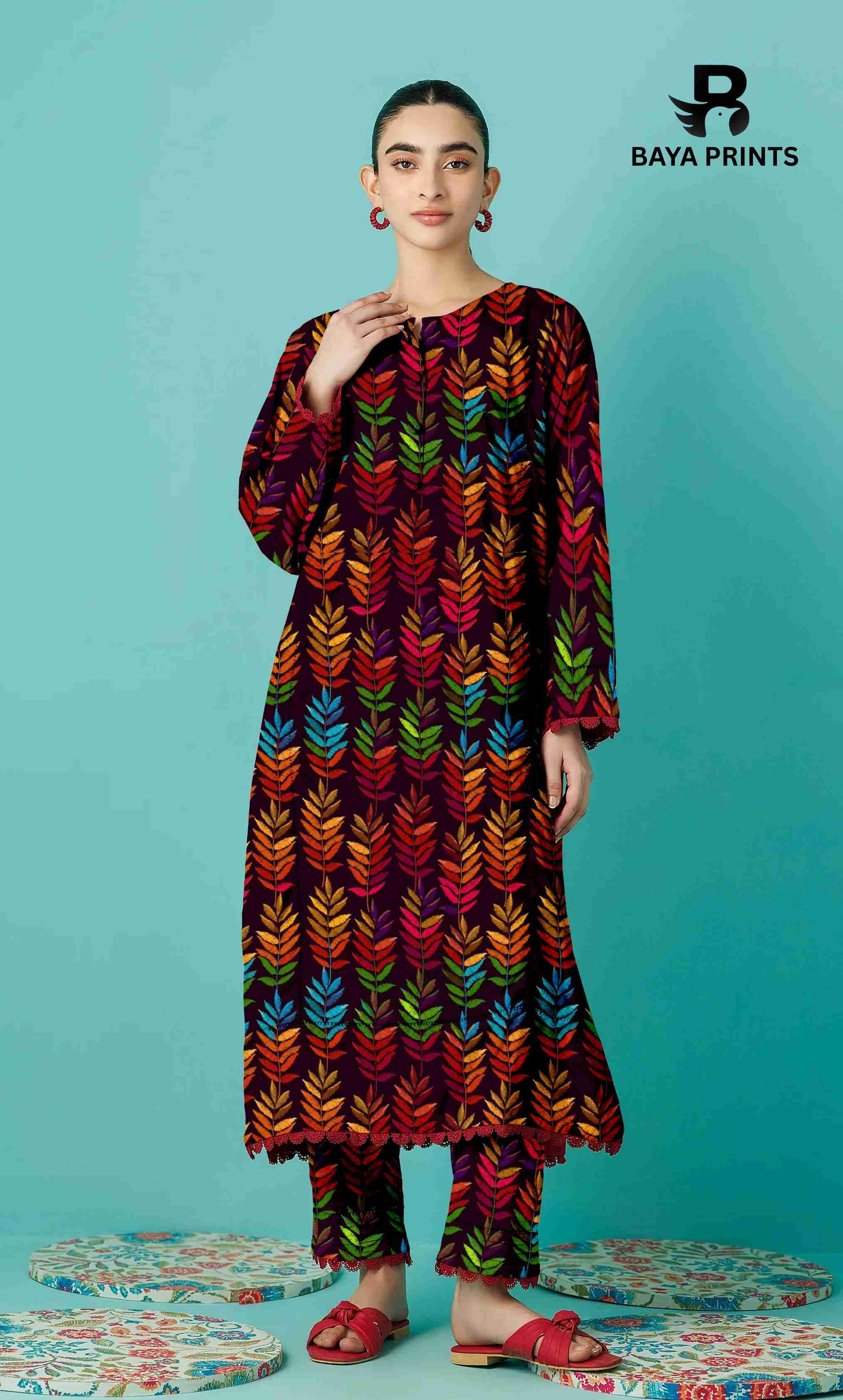 2PC Unstitched Printed Lawn Suit - BA-V7-02