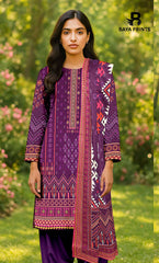 3 Piece Unstitched Printed Lawn Suit -BP-V2-8