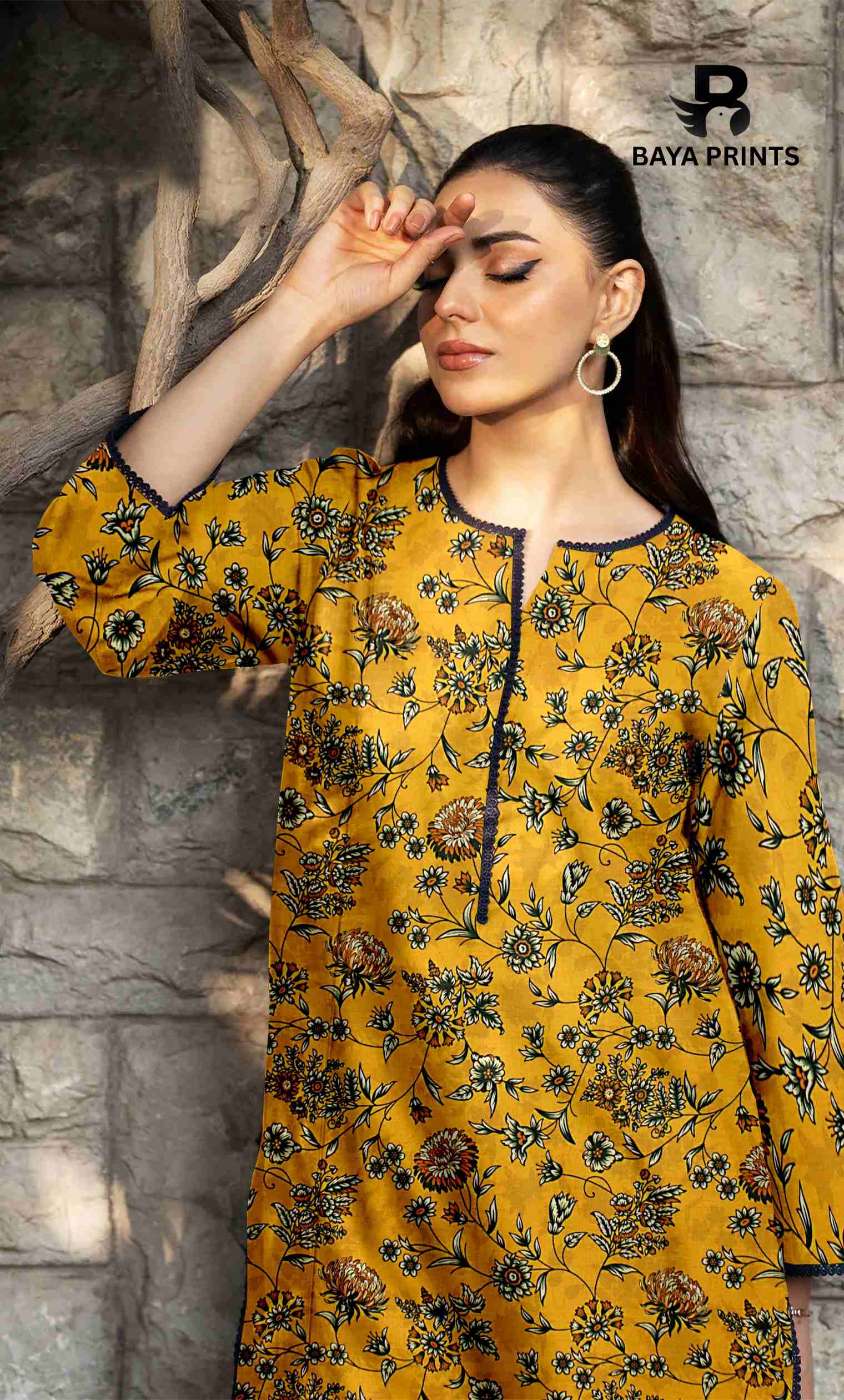 3 Piece Unstitched Printed Lawn Suit -BP-V24-7