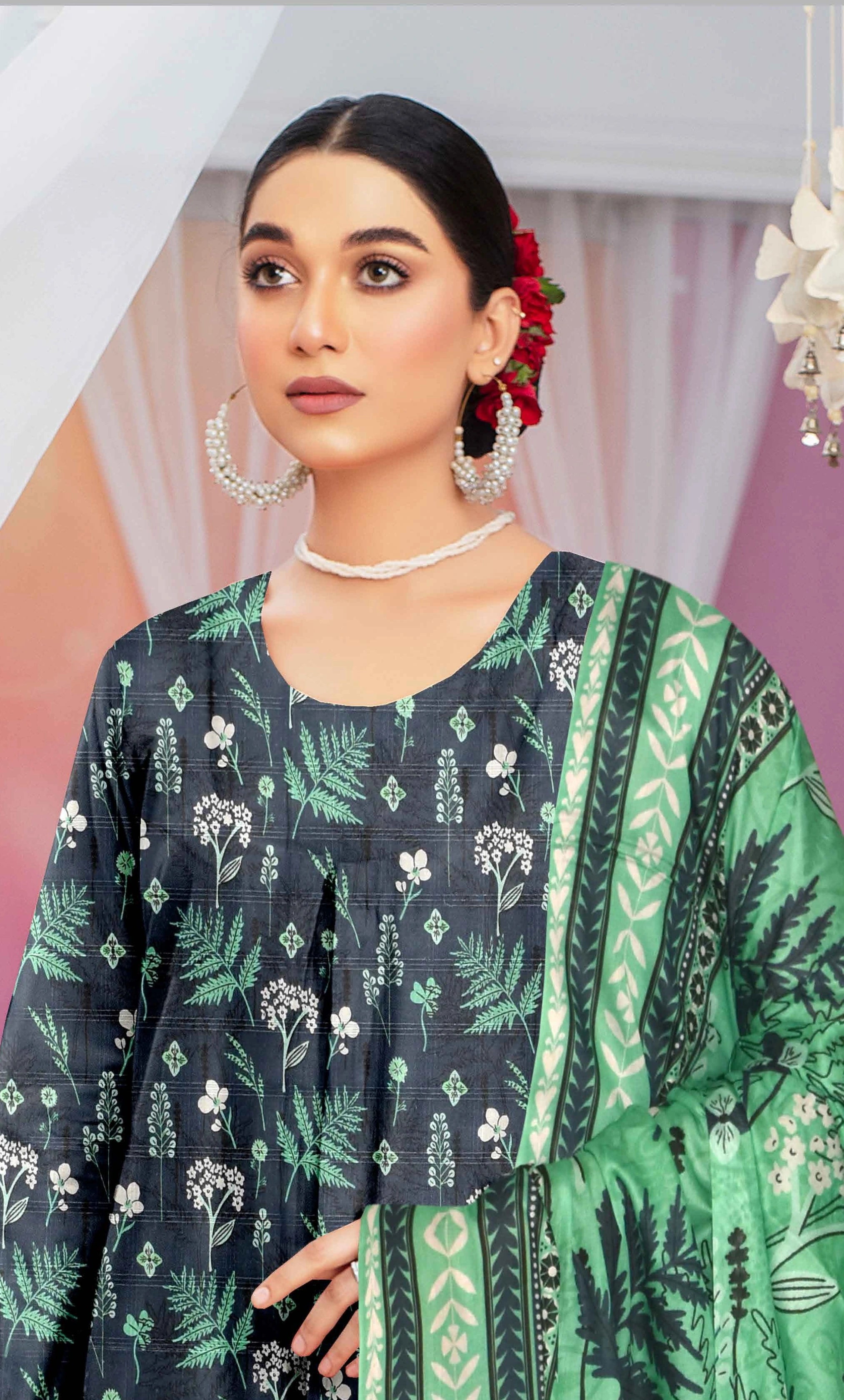 3 Piece Printed Unstitched Lawn Suit | SE-B-06