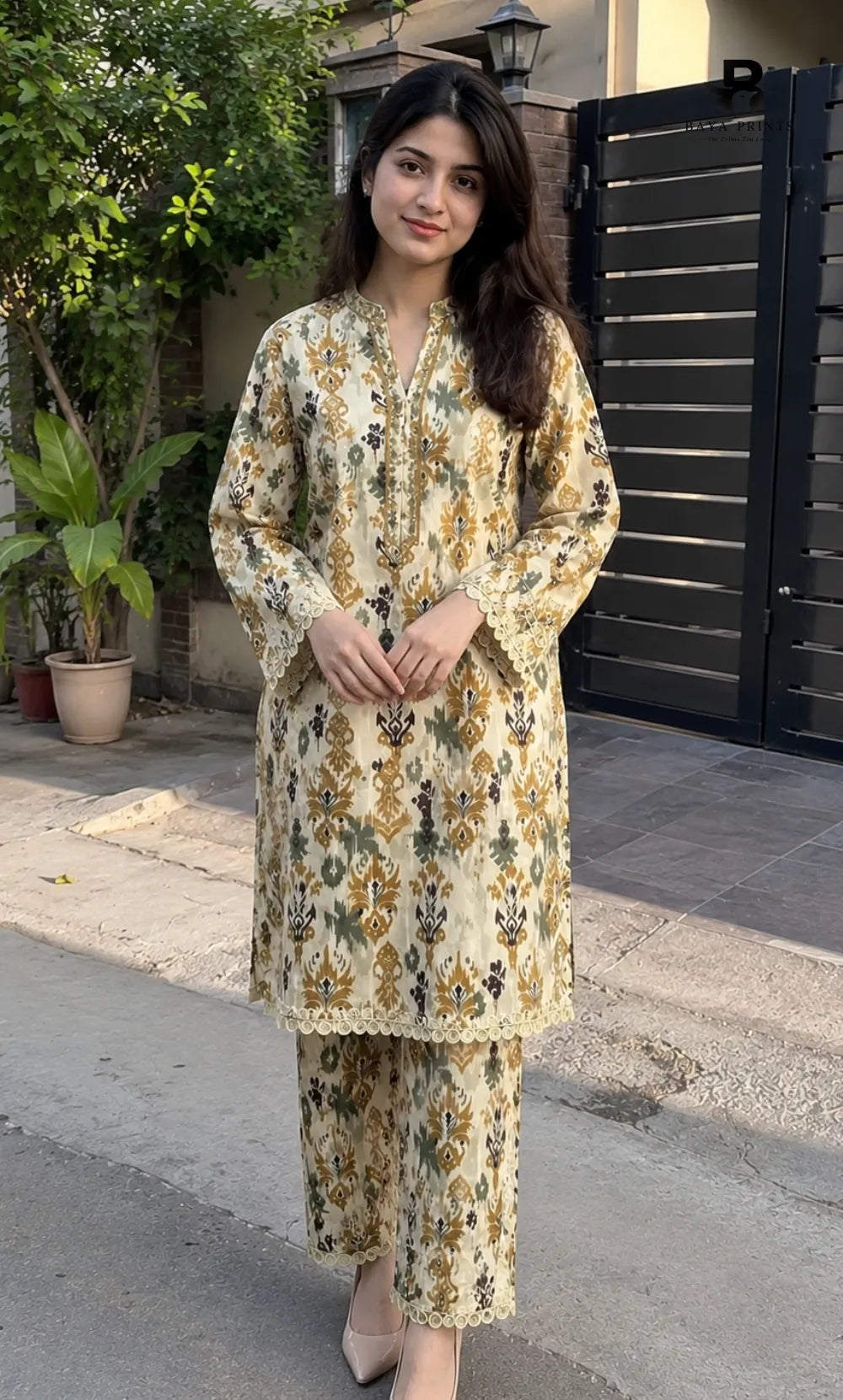 2PC Unstitched Printed Lawn Suit -Orlina
