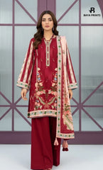 3PC Printed Lawn | Unstitched |  M.B