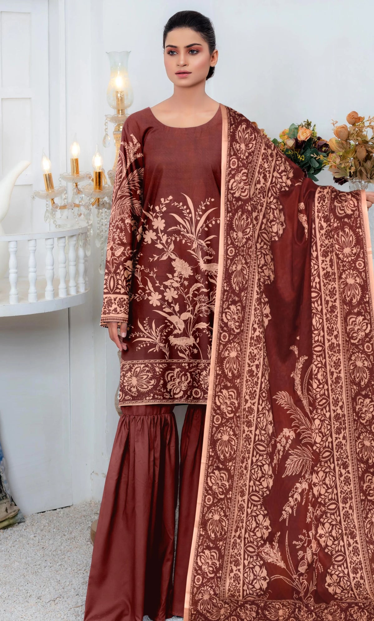 3 Piece Unstitched Printed Lawn Suit | DE-V8-IsaBella - 08