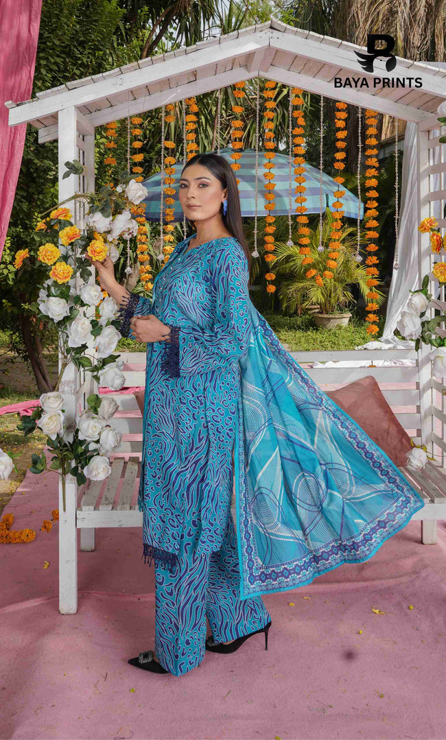 3 Piece Unstitched Printed Lawn Suit -BA-V21B-2 Main Image