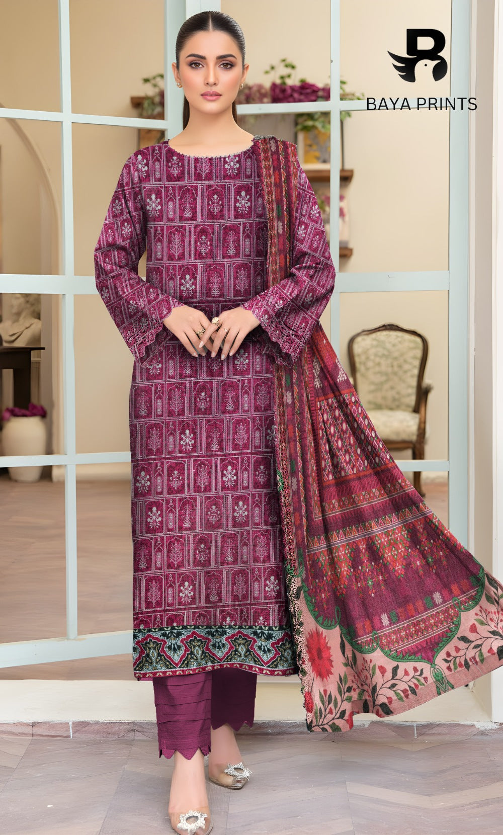 3 Piece Unstitched Karandi Suit BA-V8-14