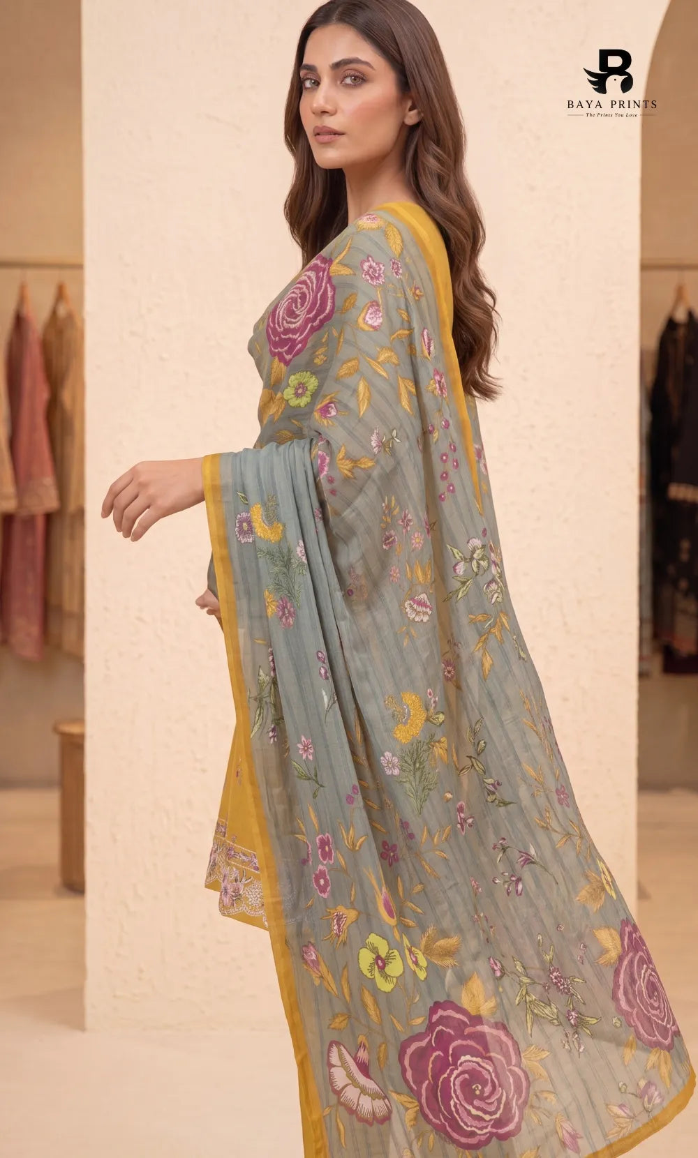 3-Piece | Unstitched Luxury Embroidered Lawn Suit | Nayab