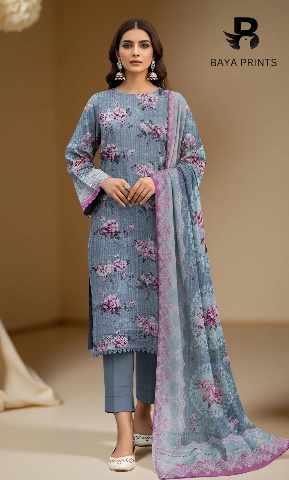 3 Piece Unstitched Karandi Suit BA-V10-13