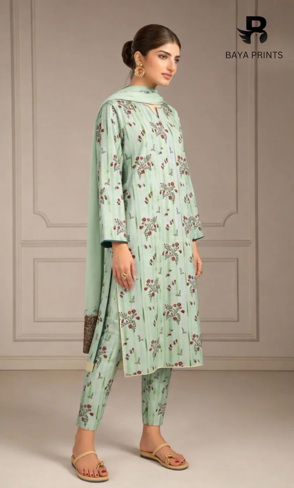 3 Piece Unstitched Printed Lawn Suit -BA-V10