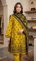 3PC Printed Linen | Unstitched | BA-V2-05