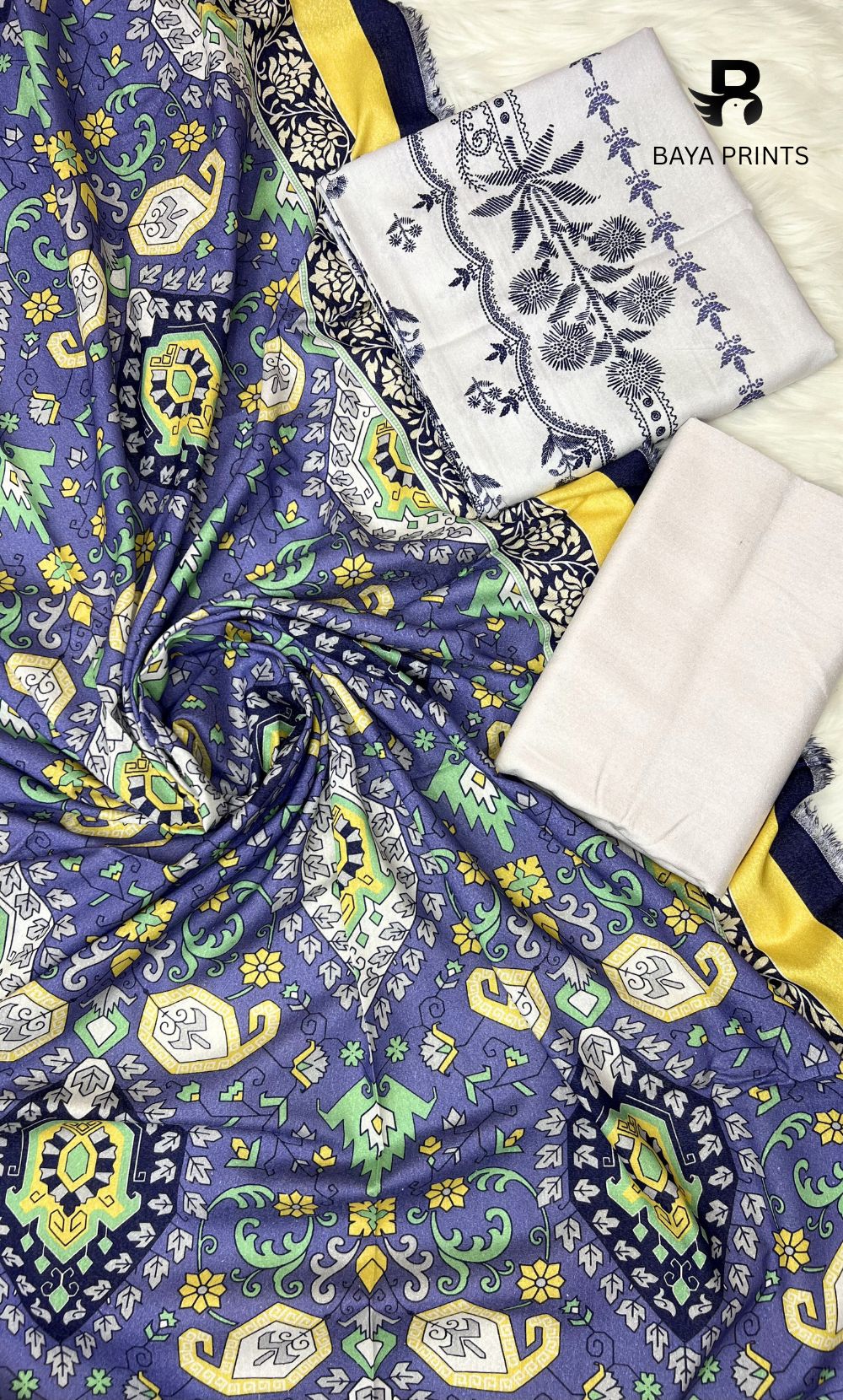 3 Piece Unstitched Karandi Suit BA-V6 001