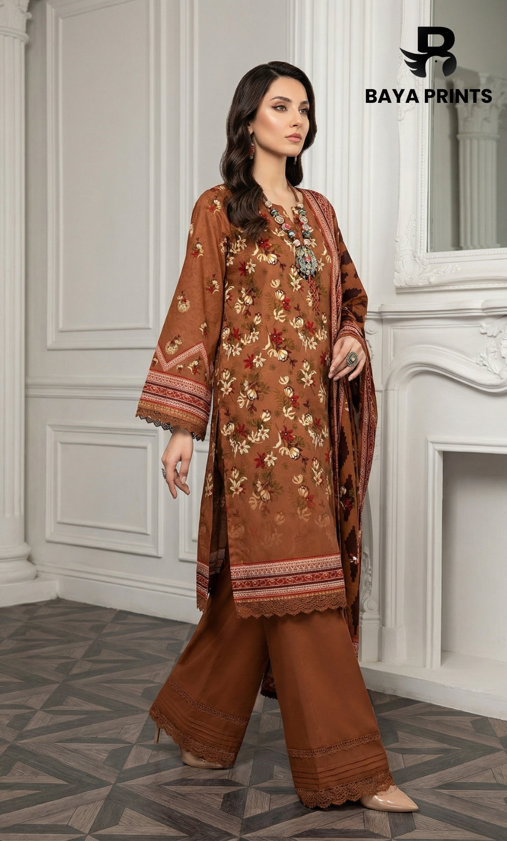 3 Piece Unstitched Lawn Suit -V-21-B-02