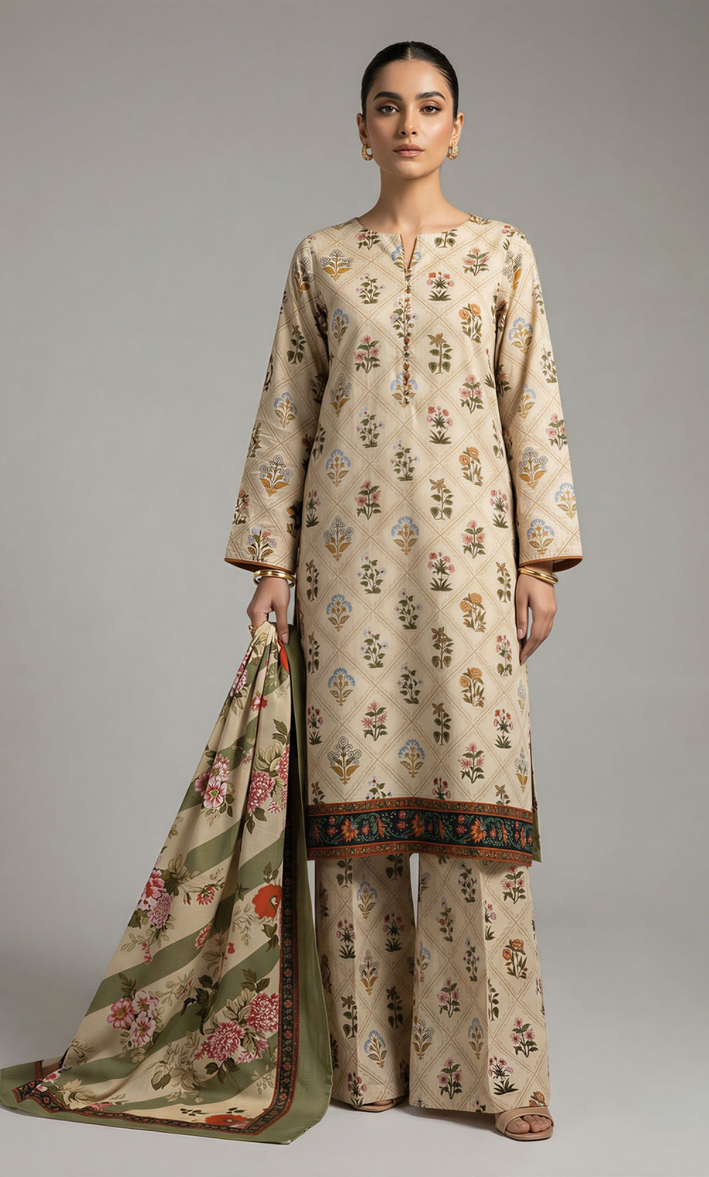 3 Piece Unstitched Printed Viscose Suit-BA-V11