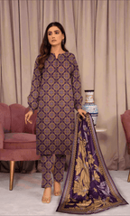 3PC Premium Linen Unstitched  -BA-V9-6