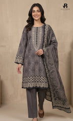 3PC Printed Karandi | Unstitched | BA-V2-07