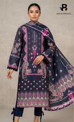 3 Piece Unstitched Printed Dobby Lawn Suit -BA-V18-02