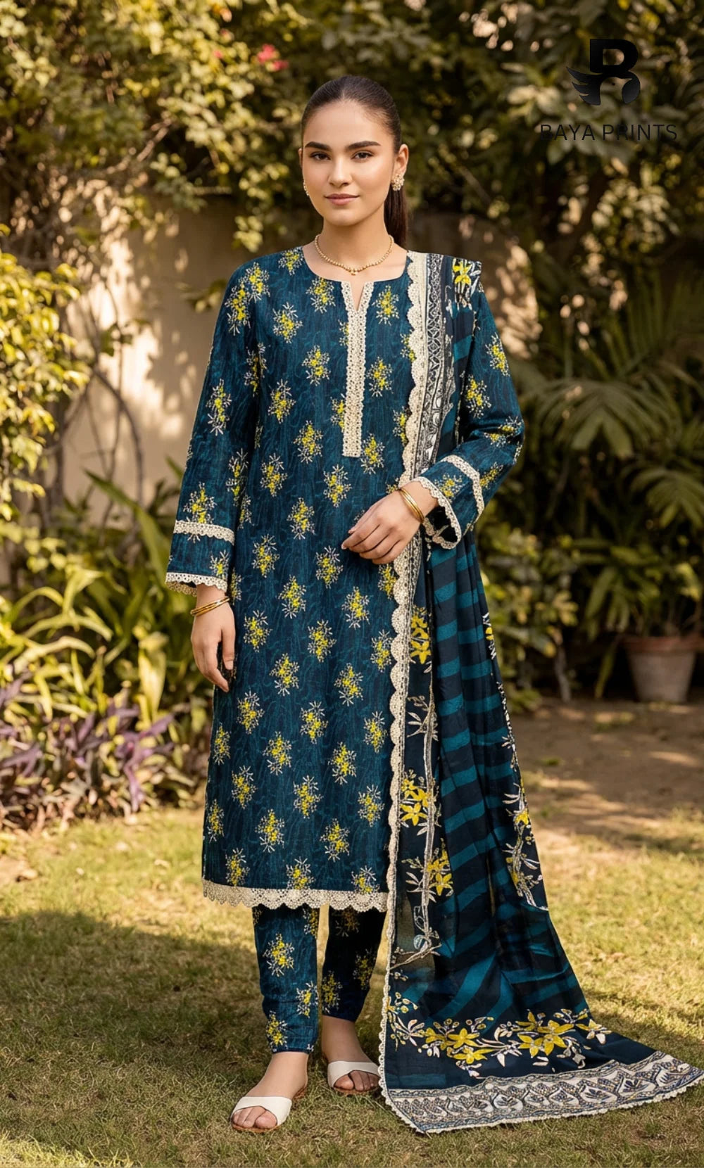 3 Piece Unstitched Printed Doria Linen  Suit  - BA-V4