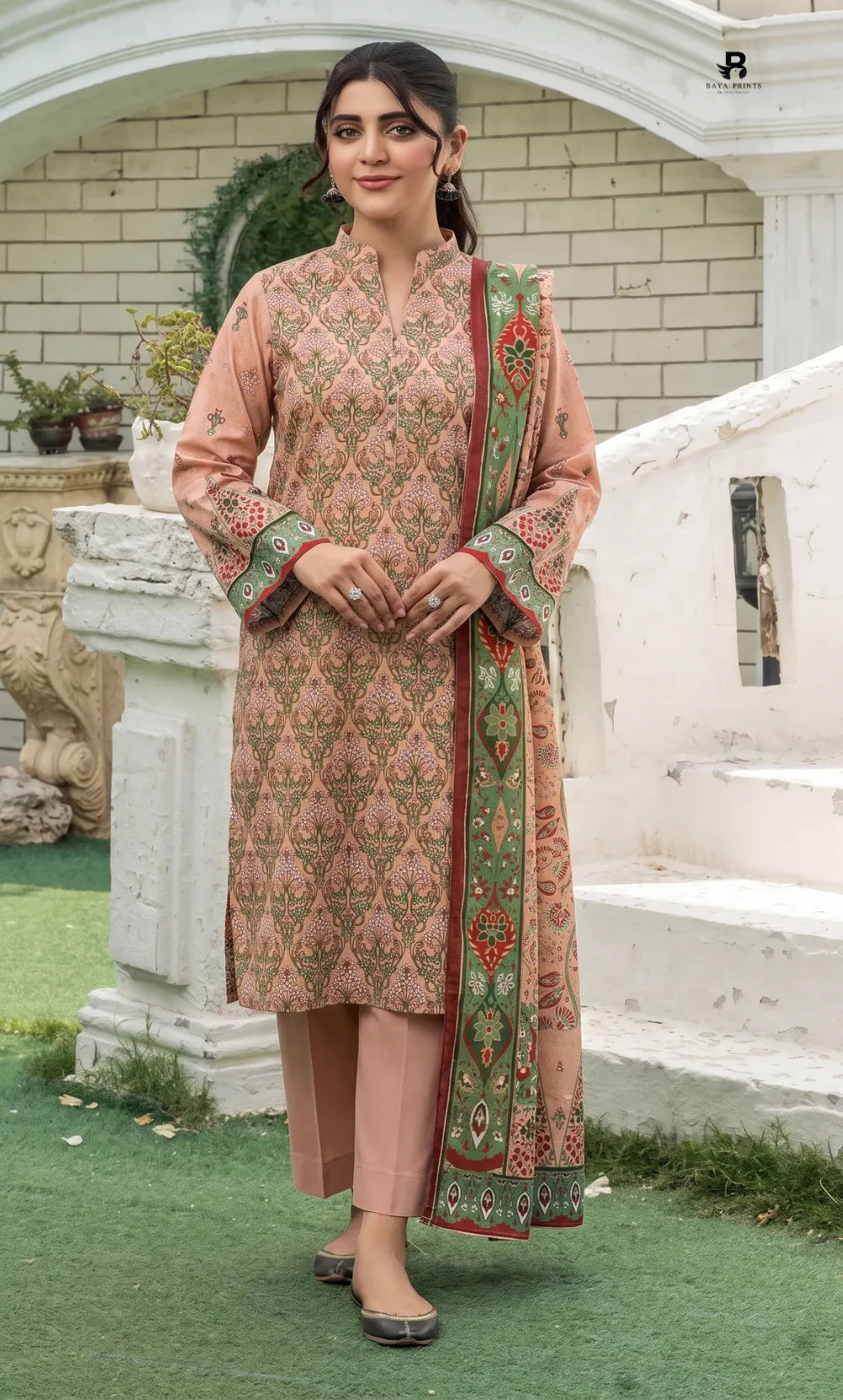 3PC Printed Karandi | Unstitched | BA-V3