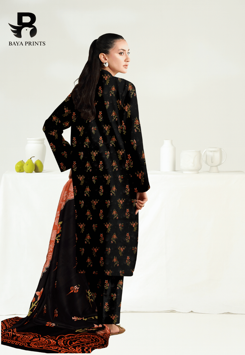 3 Piece Unstitched Printed Doria Linen  Suit  - BA-V3-002