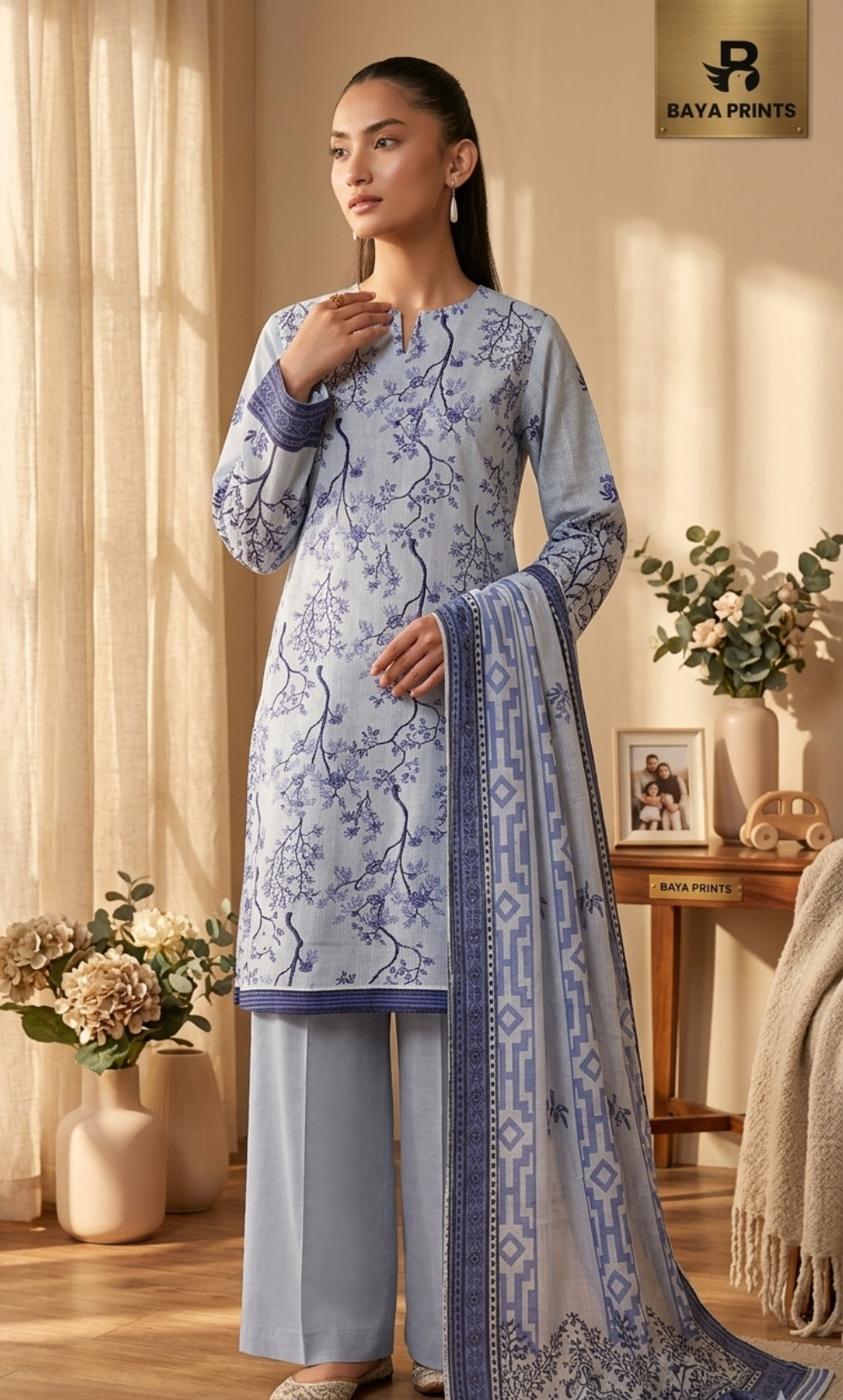 3PC Printed Lawn | Unstitched | Mother’s Grace Collection