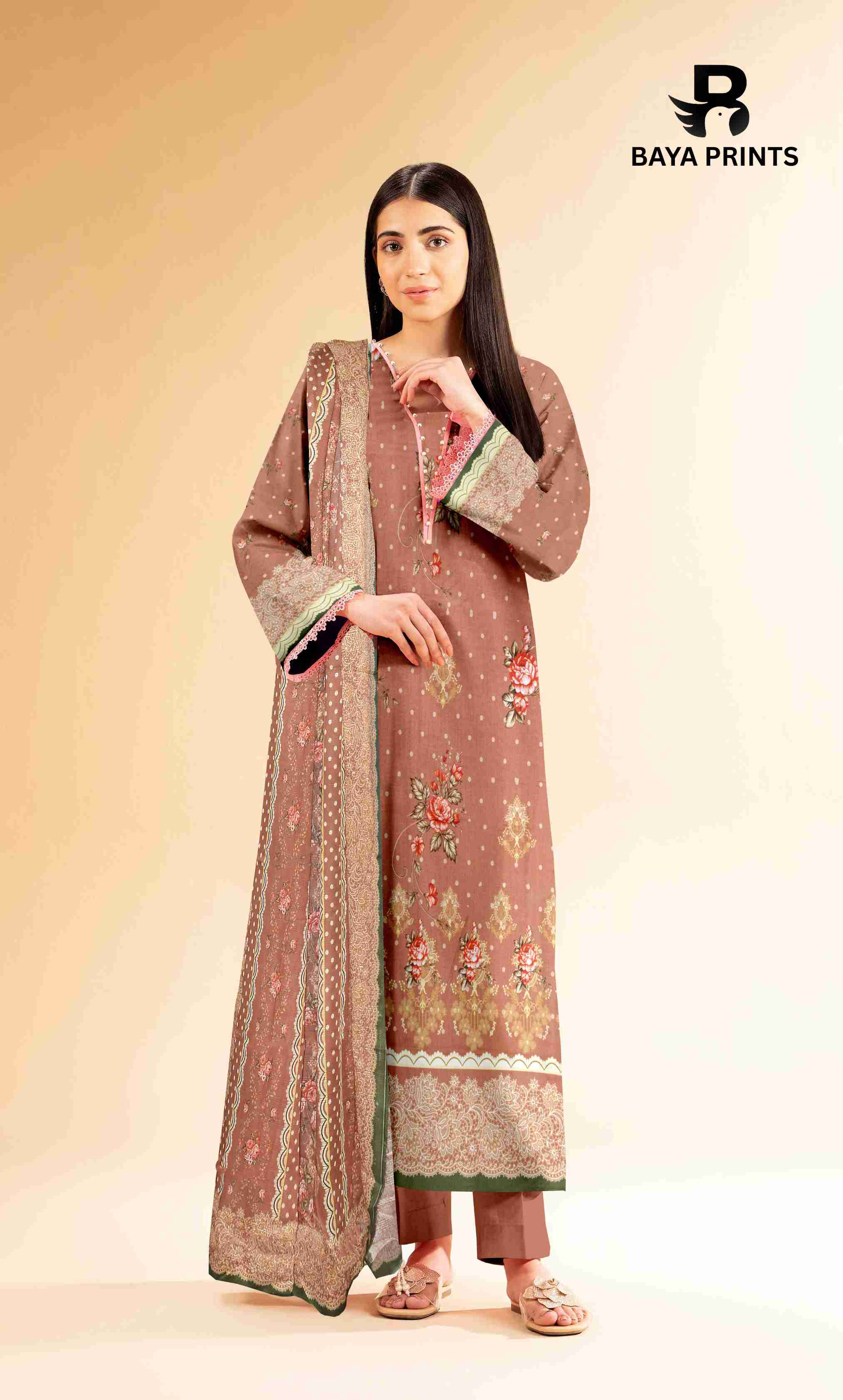 3 Piece Unstitched Printed Lawn Suit -BA-V32-6