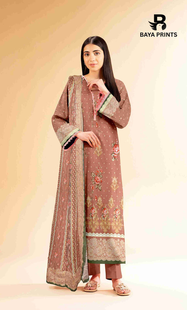 3 Piece Unstitched Printed Lawn Suit -BA-V32-6 Hover Image