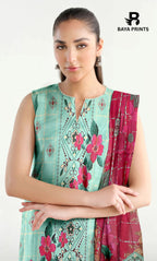 3 Piece Unstitched Printed Dobby Lawn Suit With Resham Dupatta -BA-V34