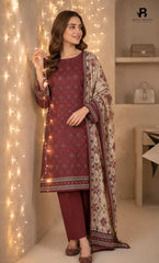 3PC Printed Karandi | Unstitched | BA-V1-07